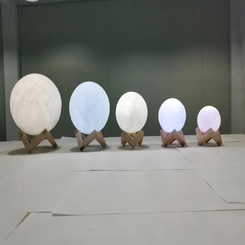 

Светодиодные настольные лампы с 3D-принтом Луны, сенсорный/дистанционное управление через USB, светодиодный ночник, 10 уровней регулировки яркости, с 24-клавишным контроллером RGBW