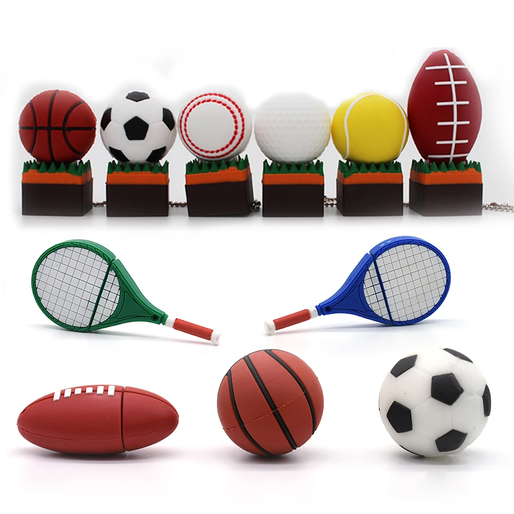 

usb flash drive cartoon football 4GB 8GB 16GB basketball 32GB 64GB U disk high speed 128GB golf memory stick tennis racket