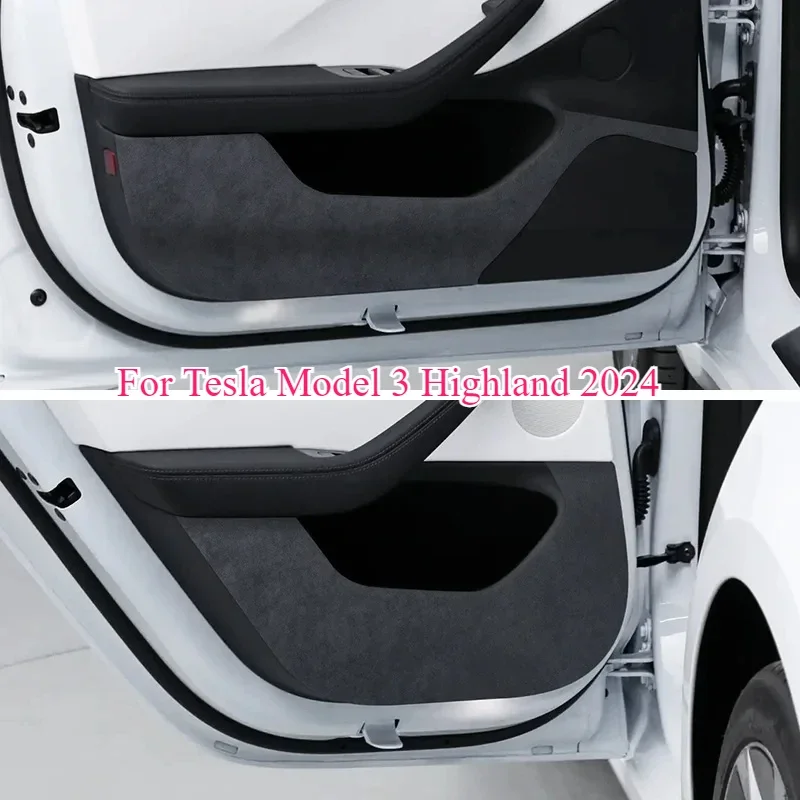 Car Door Anti Kick Pad for Tesla Model 3/Y/3+ Suede Door Panel Protective Stickers Anti Dirt Patch 2021-2025 Auto Accessories