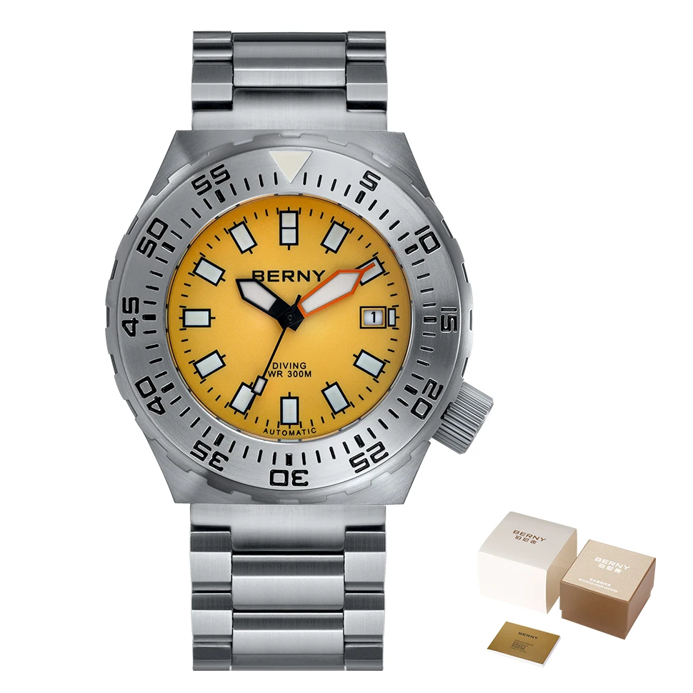 BERNY Automatische 30ATM Taucheruhr für Herren, mechanische Armbanduhren, wasserdicht, für Herren, Top-Super-Leuchtsaphir-Sport-Taucheruhren