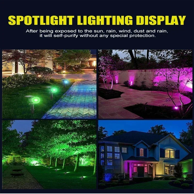 2LEDs RGB Solar Light Outdoors Landscape Spotlights Color Changing 2 In 1 Wireless Waterproof Solar Wall Lamp Patio Garden