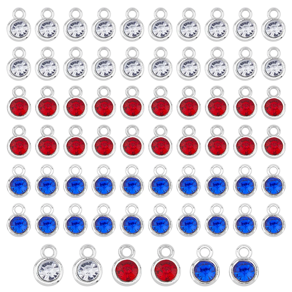 90Pcs Birthstone Charms Handmade Round Beads Pendants Resin Round Charms Mixed Color Resin Rhinestone Pendants Plastic Charms