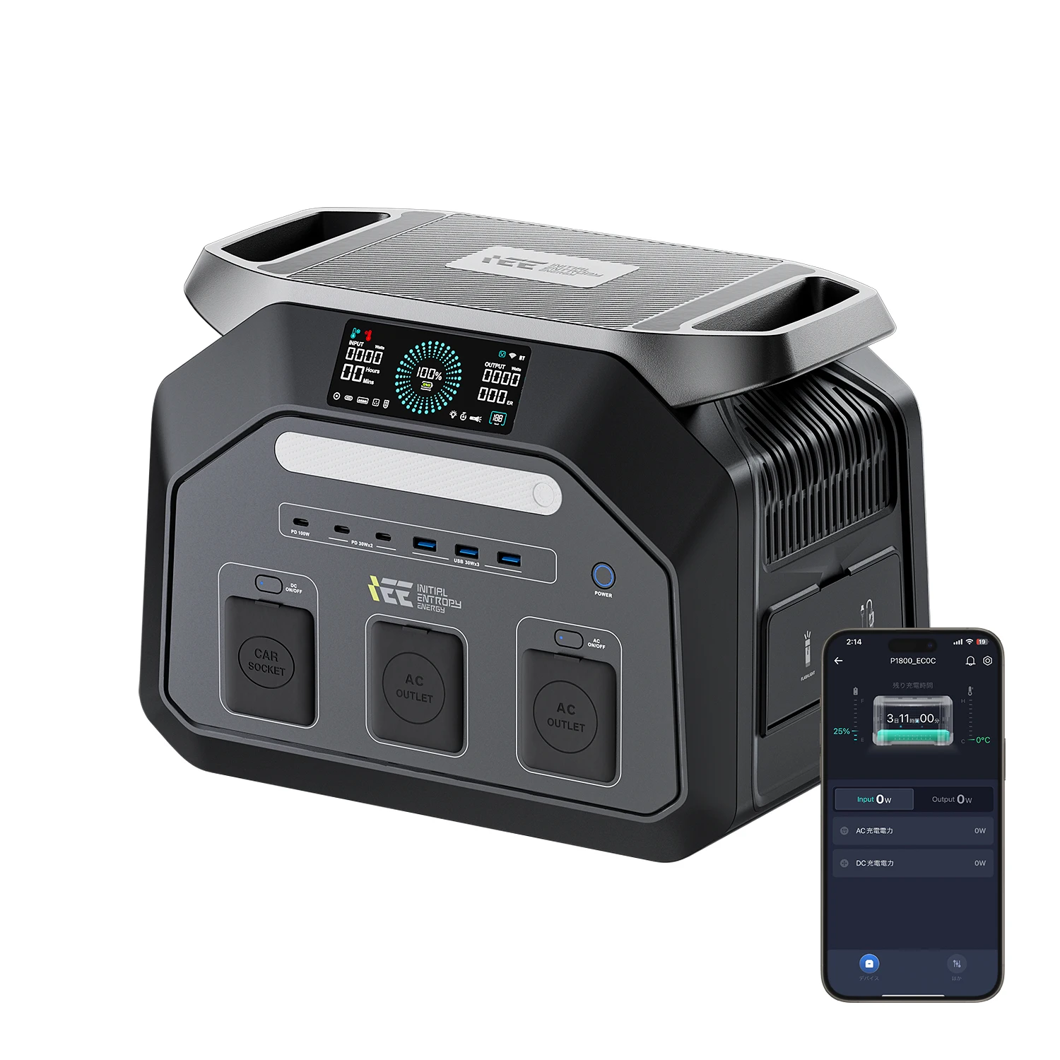 IEE P1800 Tragbare Powerstation 1800W Solargenerator 1024Wh EV-Qualität LiFePO4-Batterie 11 Ausgangsanschlüsse 220V 3600W Spitzenleistung Powerbank 3500+ Ladezyklen