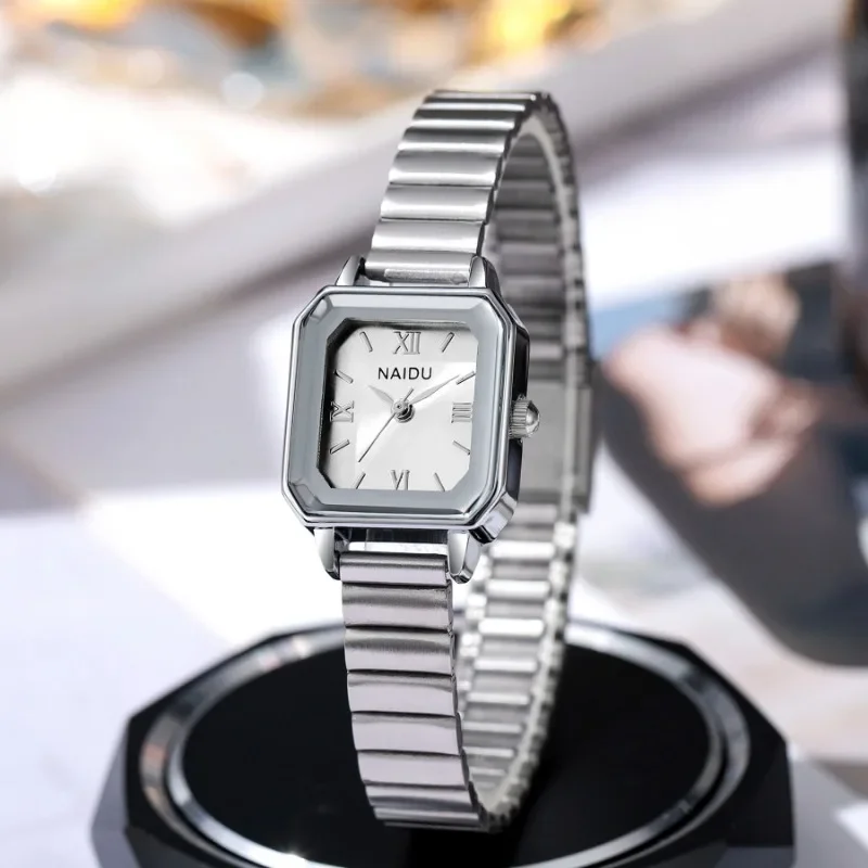 Luxury Women Gift Quartz Watch Simple Square Green Watch Adjustable Stainless Steel Strap Wristwatch Relojes Para Mujer