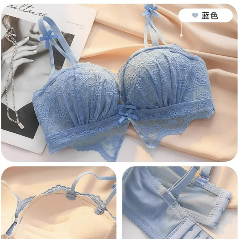 Push-up Gather Lace Bra Double U-shaped Soft Support Structure Push Up and Anti-Sagging Underwear image 4