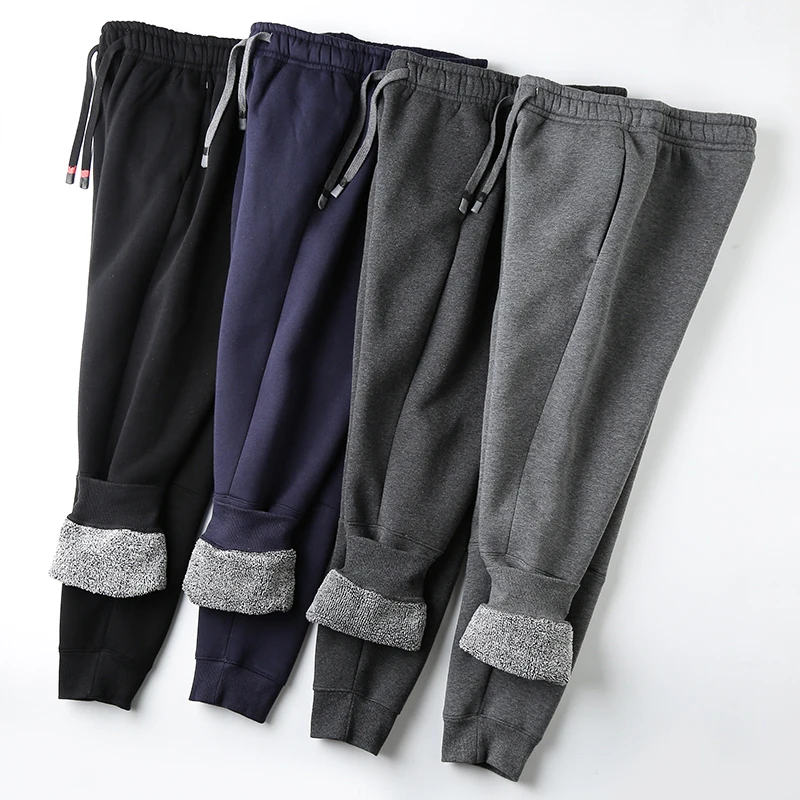 

Men's Winter Thiened Fce Lined Windproof Warm Sports Sweatpants Cotton Trousers Faionable Casual Loose Fit Long Pants