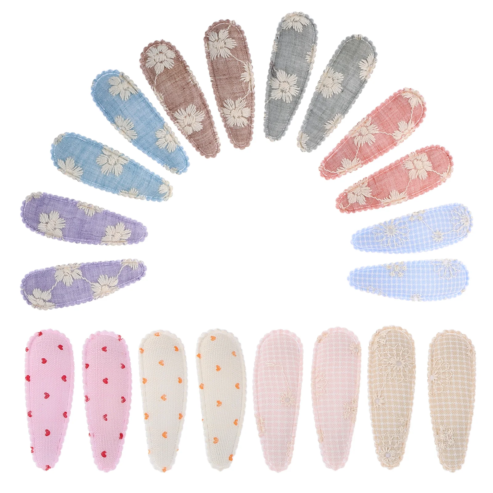 

20pcs Barrettes Accessories Set Embroidery Fabric Clips For Lightweight Comfortable Hairpins Cute