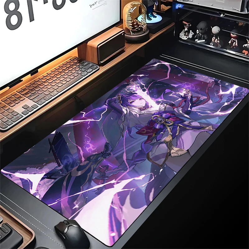 

Genshin Impact Gaming Mouse Pad Large Anime Girl Mousepad Raiden Shogun Mouse Mat Gamer Laptop Desk Mat XXL Rubber Keyboard Pad