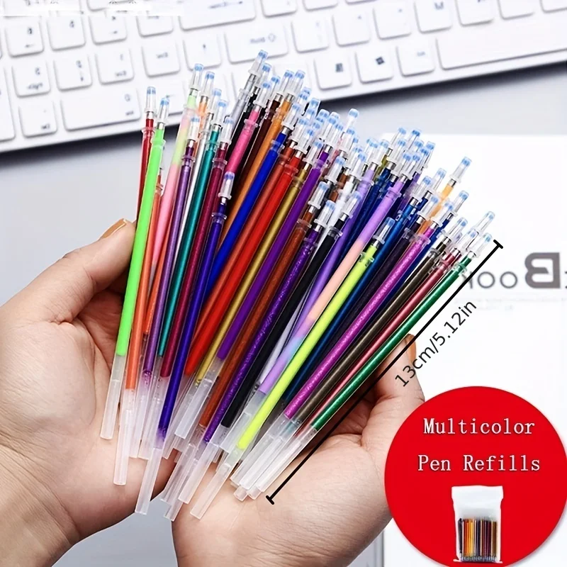 100 pz 1.0mm Glitter Penna Ricariche Set Flash Multicolor Penna Gel Ricarica Nucleo FAI DA TE Arte Scrittura Pittura Graffiti Penna Ricariche Forniture