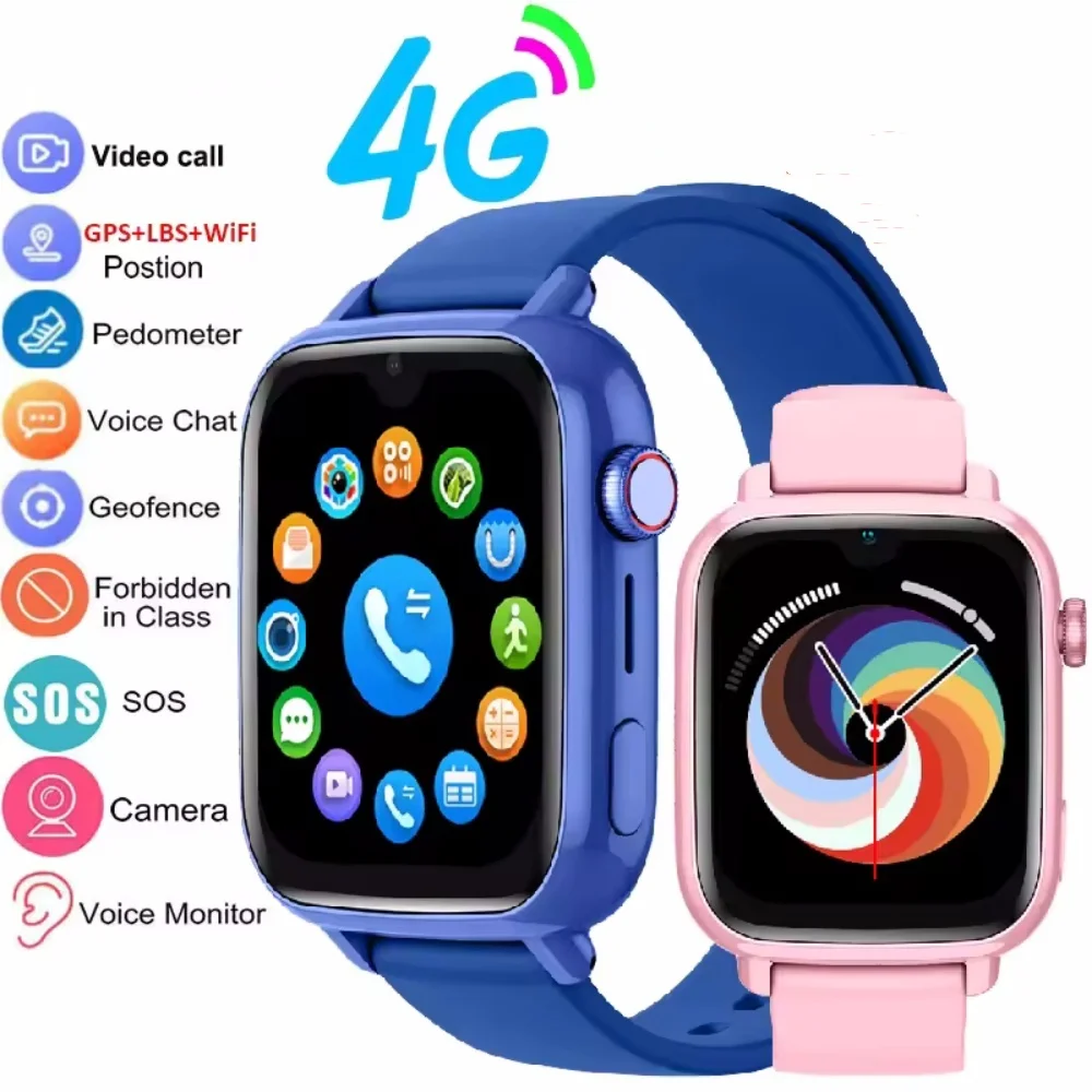

Новые умные часы 4G, детские GPS-видеозвонки, SOS IPX7, водонепроницаемые детские умные часы, HD-камера, монитор, трекер, часы для телефона