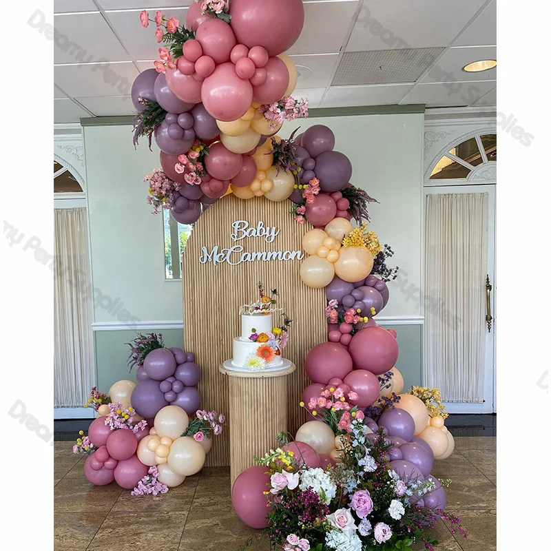 141pcs Country Wedding Balloons Garland Arch Dusty Pink Purple Bride To Be Hen Party Decoration Baby Shower Birthday  Supplies