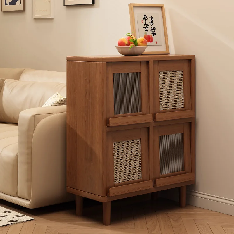 

Solid wood bookcase storage plaid sofa dining side tea household dust storage integrated storage
