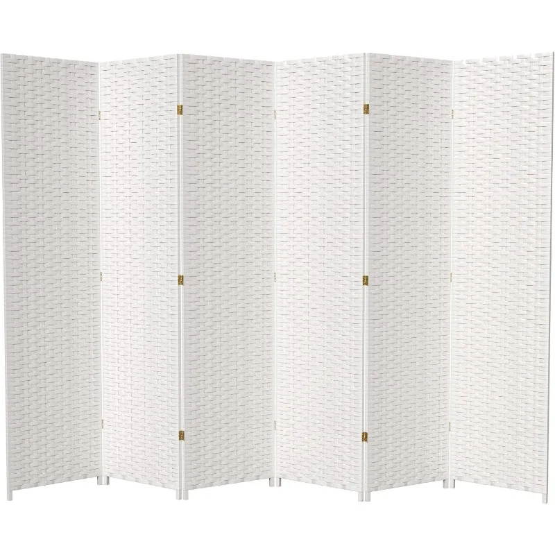 7 Ft. Tall Woven Fiber White-6 Panel Room Divider