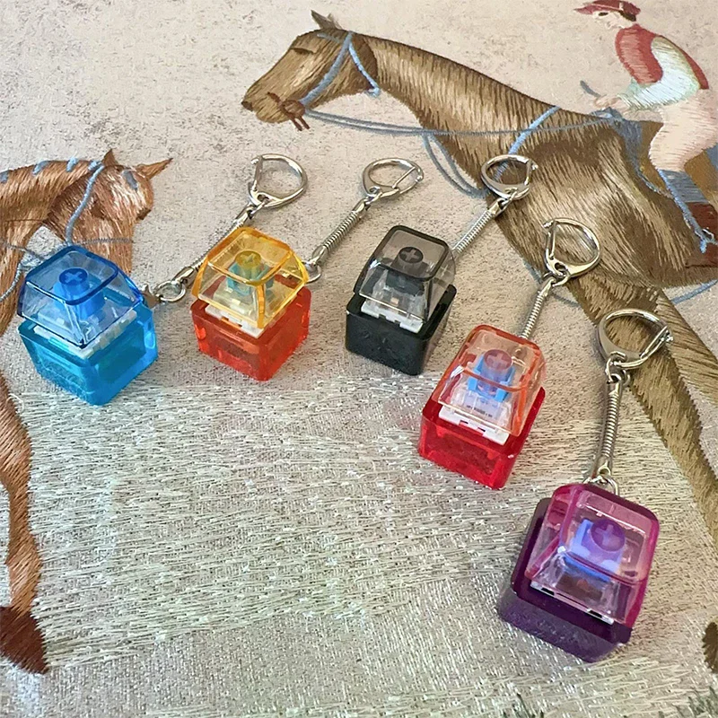 Transparent Star Keyboard Keychain Pendant Decompression Keys PC Cap Fingertip Press Mechanical Keyboard EDC