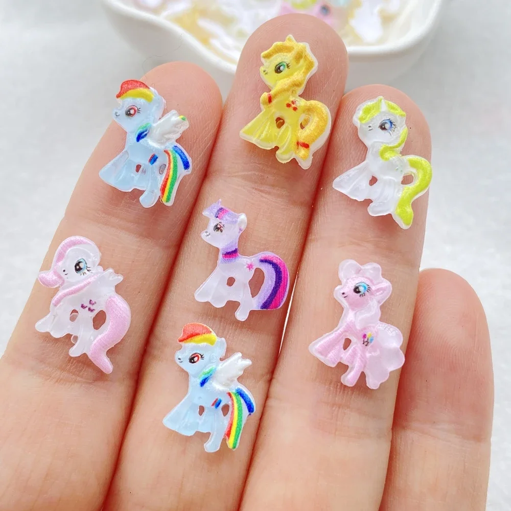 50pcs Resin Colorful 3D Mini Cartoon Pony Flatback Rhinestone Scrapbook DIY Nail Art Decor Jewelry Accessories Craft