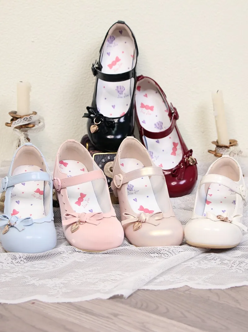 Japanese Original Lolita Medium Heel Round Head High Heels Female Sweet Cute Doll Single Shoe Lo Shoes Small Leather Shoes Girl