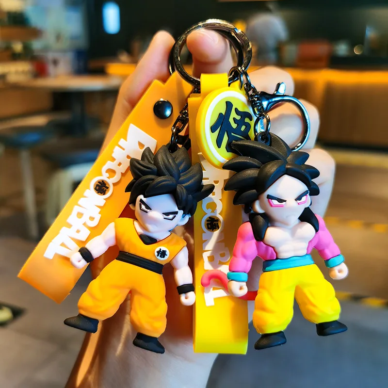 Gantungan Kunci Anime Dragon Ball Super Saiyan Son Goku Action Figure PVC Gantungan Kunci Tas Liontin