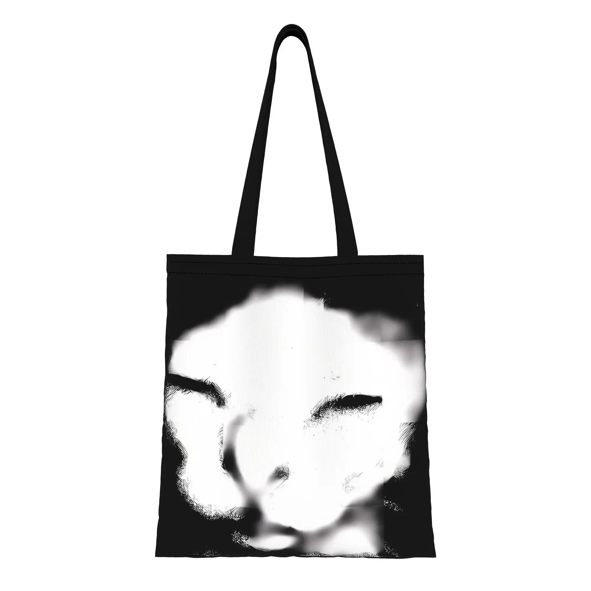 1PC Large Capacity Medicine Cat Ibuprofen Cat Meme Canvas Tote Bag Foldable Chic Pattern No Closed Design