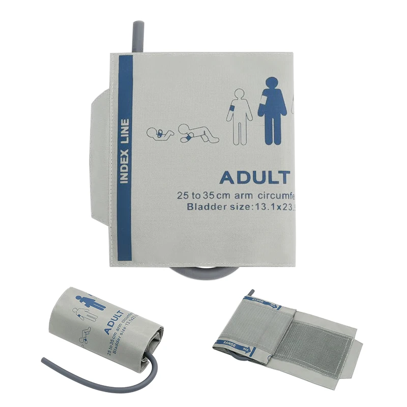 

25-35cm Grey Adult Nylon Upper Arm Blood Pressure BP TPU Bladder Cuff Part Accesory for Sphygmomanometer Patient Monitor Meter
