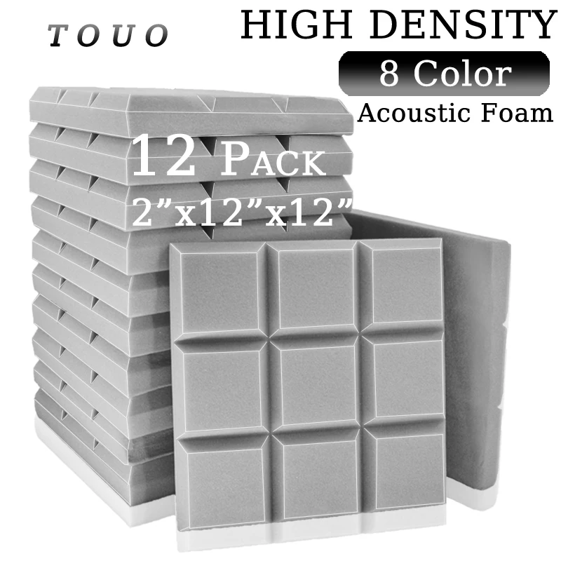 

TOUO 12pcs High Density Studio Acoustic Foam Acoustic Treatment Soundproof Foam Ceiling Sound Absorbing Material Home Decoration