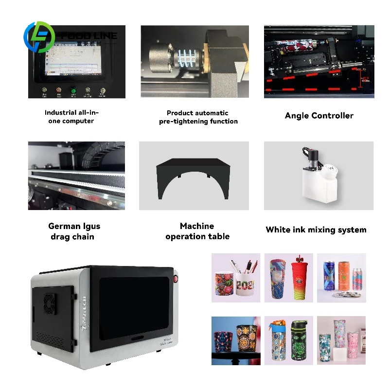 Dostosowana Mini Drukarka UV Stołowa Cylindryczna do Butelek |   Wysoka precyzja 360 °   Maszyna do drukowania na naczyniach i kubkach na zamówienie