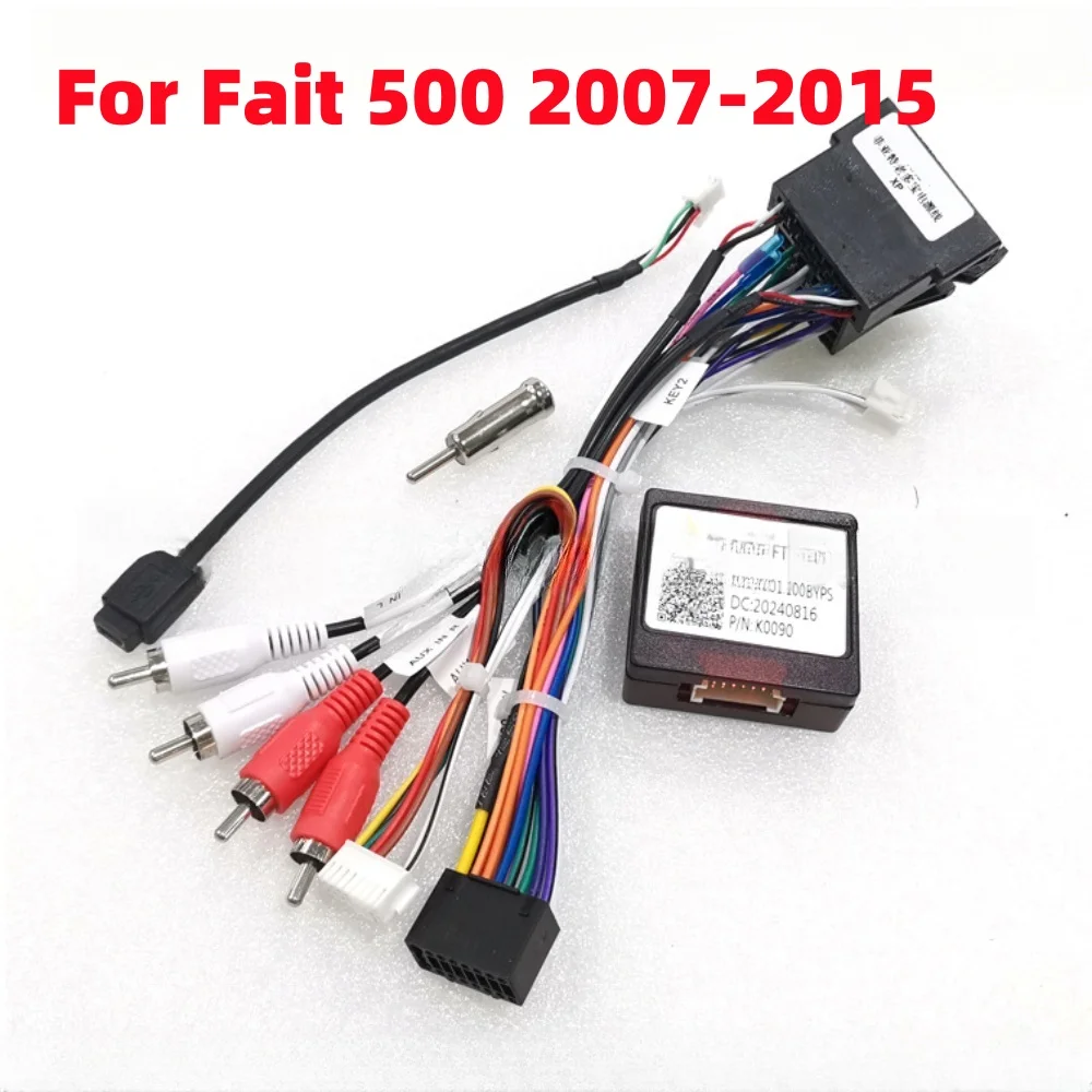 

16-контактный адаптер жгута проводов с декодером CANBUS для Fiat 500 2007-2015, кабель питания радио Android RP5-FT-002