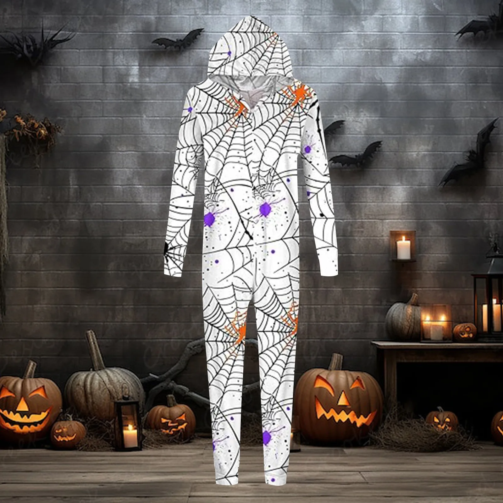 Parent-child Long Sleeve Pajamas Set Sleepwear Family Look Clothes New Halloween Spider Web Print Matching Outfits for Family