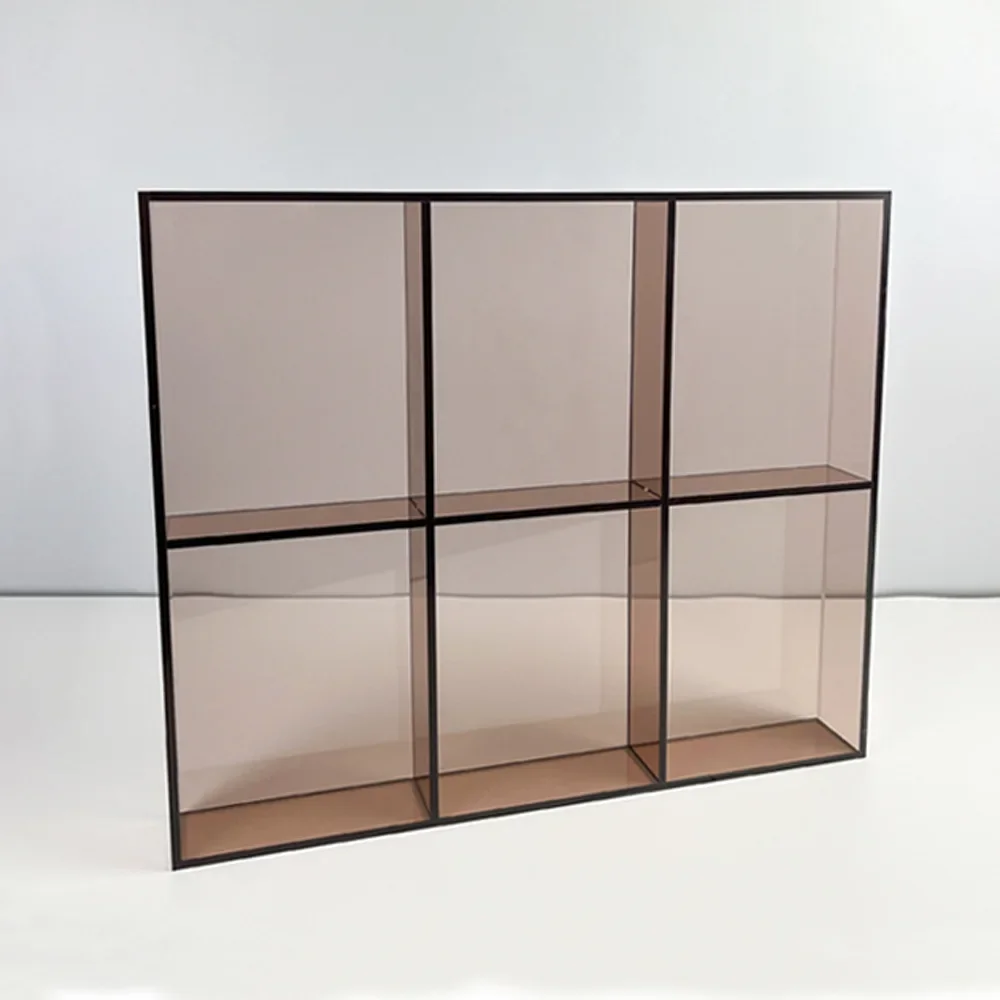 Acrylic divided storage box desktop six grid nine grid tray brown acrylic divided storage box