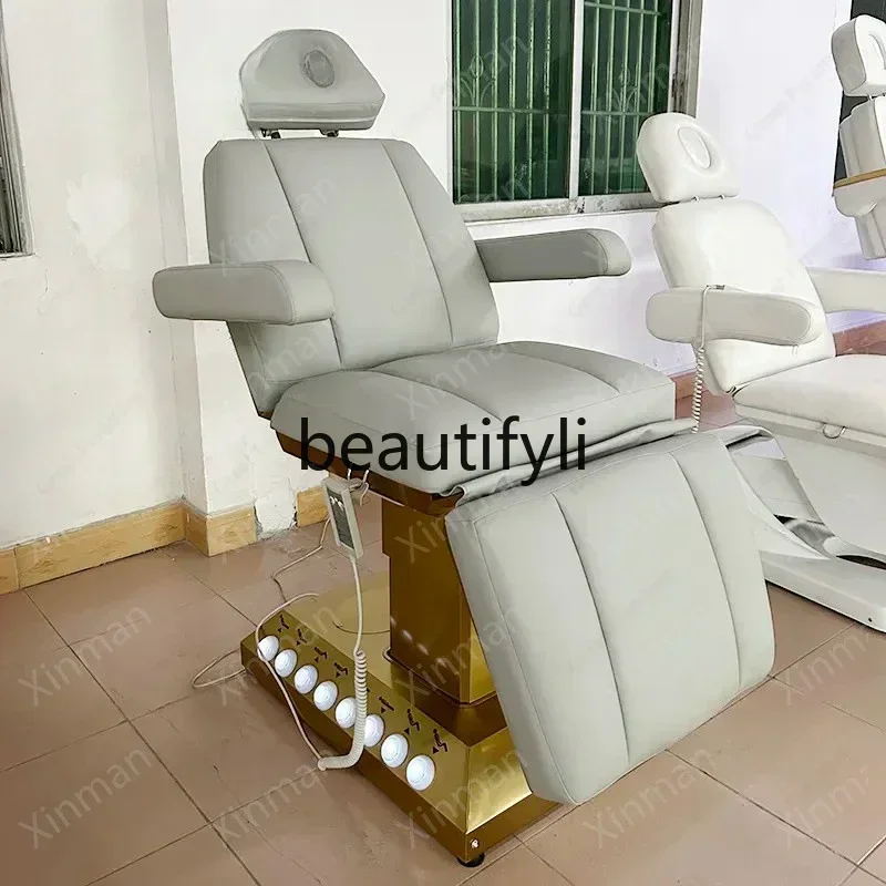 ss8350 New Gray Gold Eyelash Extension Bed 4 Motor Facial Spa Table Luxury Massage Bed s8350
