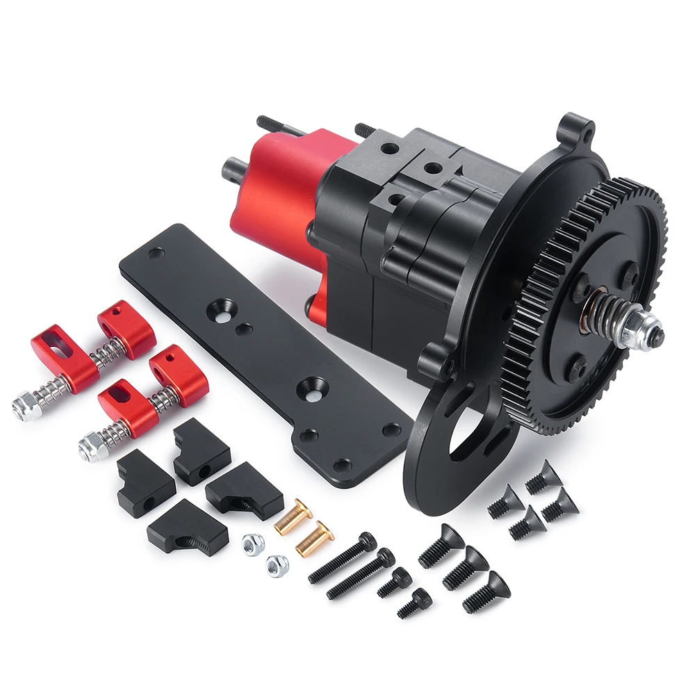 YEAHRUN Metal 2 Speed Complete Transmission Gearbox with Gears For 1/10 Axial SCX10 RC Crawler Car Upgrade Parts