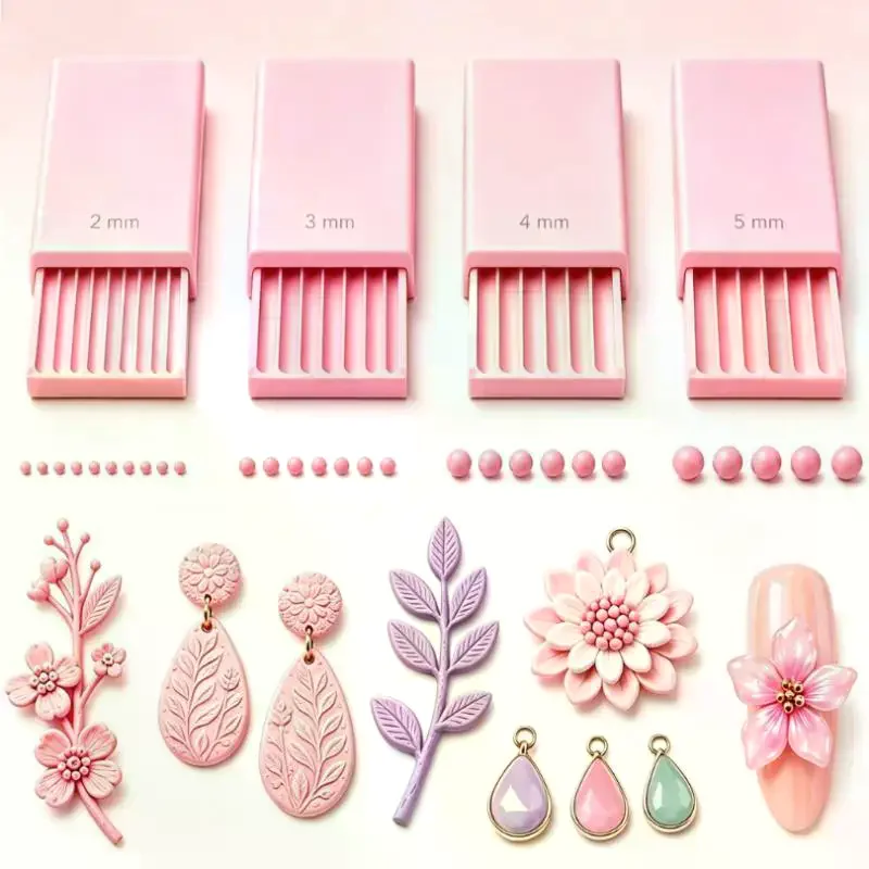 Clay Craft Rapid Molding Tool 4Pcs 2-5mm Rubbing Strip Ball Mould for Soft Ceramic Clay Jewelry Accessories Making