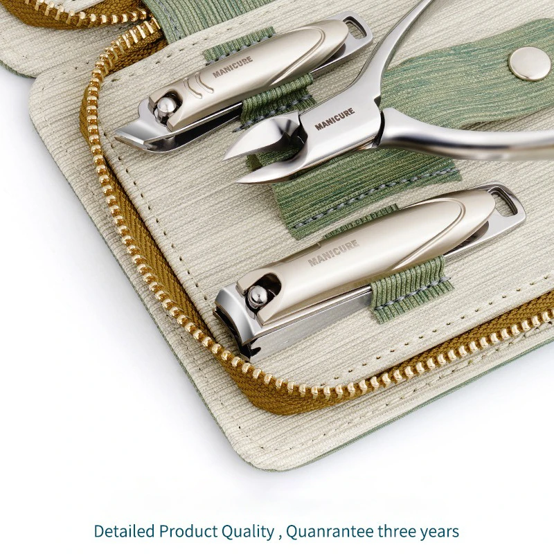 Kits de coupe-ongles professionnels, outils de beauté des ongles, utilisation en Salon avec grand coupe-ongles, pince à sourcils, cuillère à oreilles, cuir de luxe