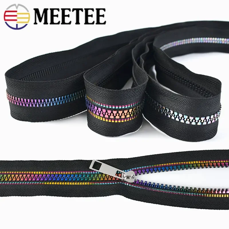 2/5/10Meters 5# Resin Zippers Rainbow Decorative Roll Zipper Tape for Bag Jacket Clothes Zip Repair Kit DIY Sewing Accessories