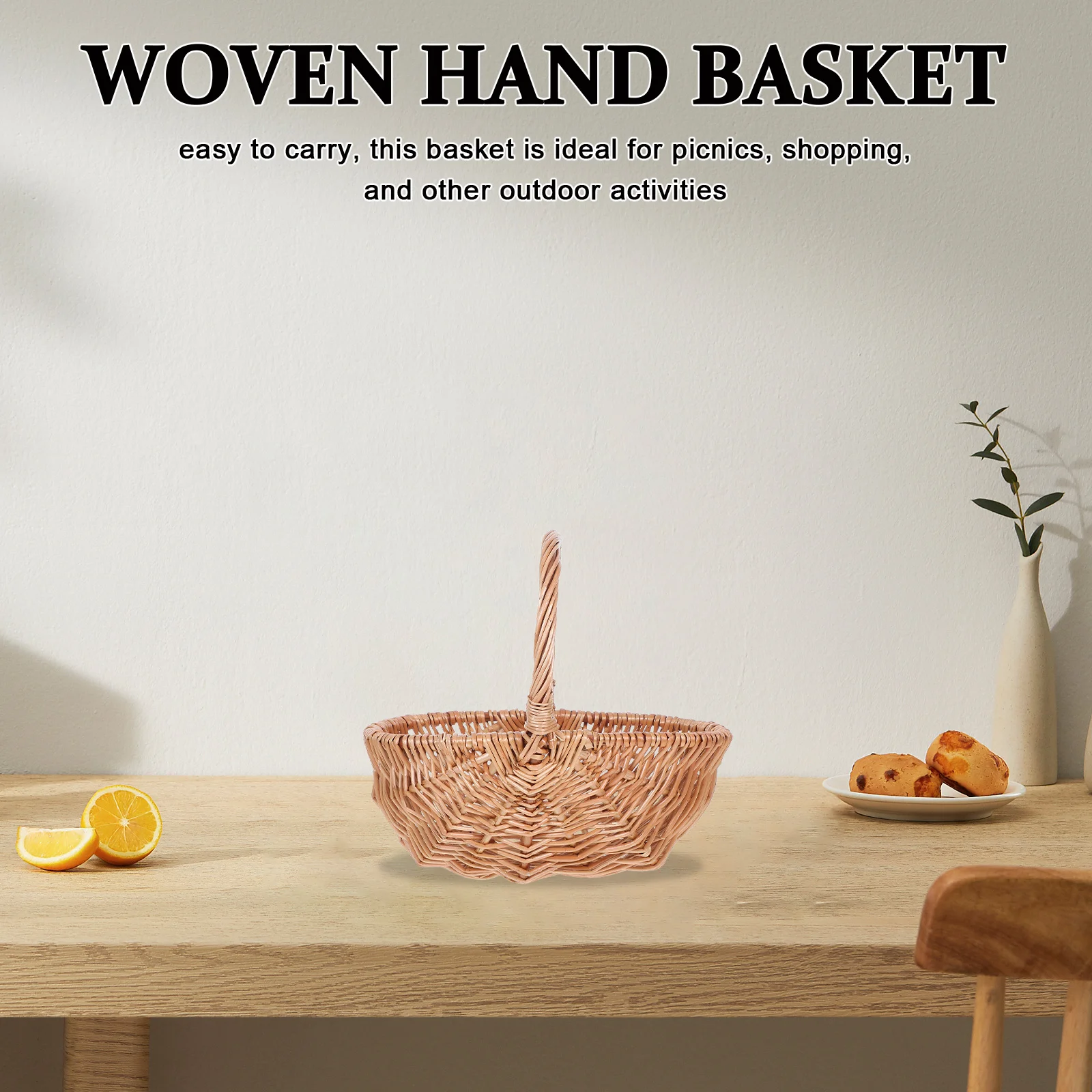 

Handwoven Wicker Basket Natural Mini Picnic Basket for Gathering Eggs Vegetables Fruits Outdoor Harvest Portable