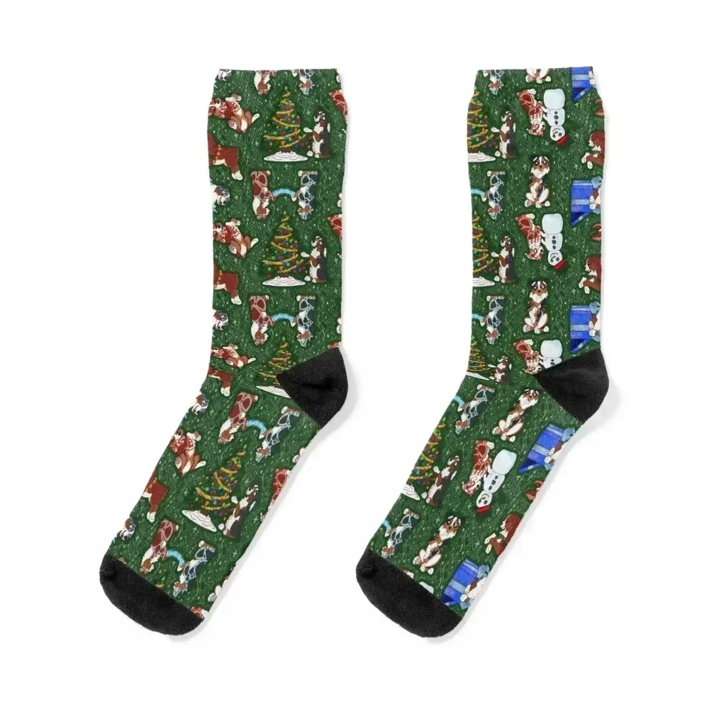 

Miniature American Shepherd Christmas Pattern Socks sheer gifts Ladies Socks Men's