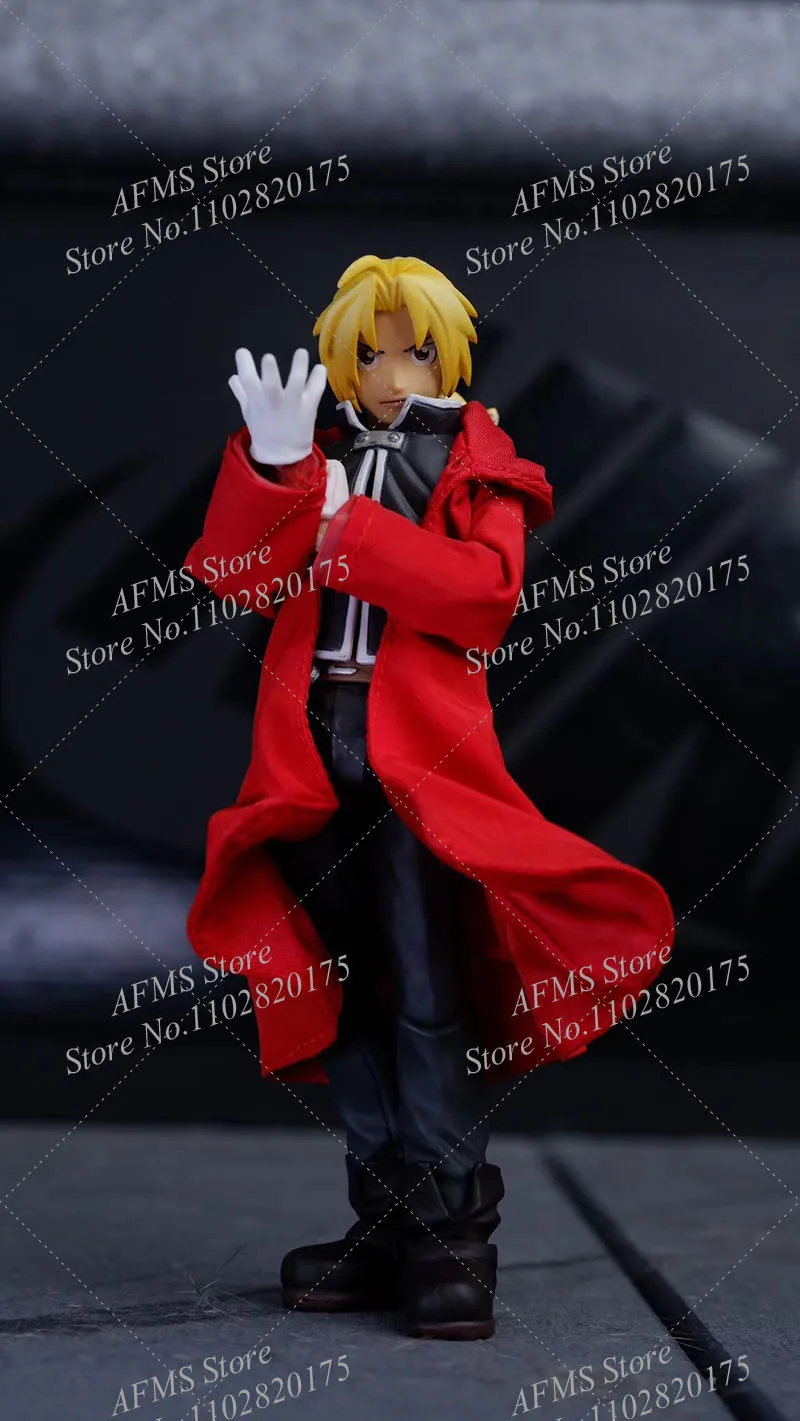 1/12 Men Soldier Edward Elric Red Windbreaker Anime Alchemist Cosplay Coat Clothes For 6Inch Action Figure Body Model Toys
