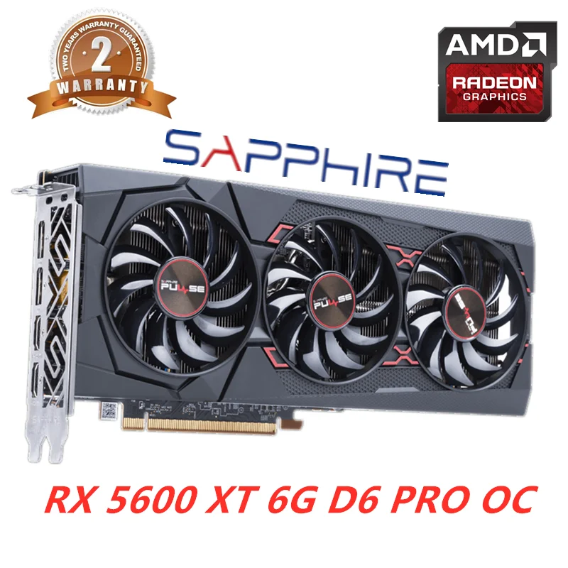 GPU AMD RX 5600XT 6GB GDDR6 Tarjeta gráfica de computadora de escritorio de 192 bits Tarjeta gráfica de juego PCI-Express usada
