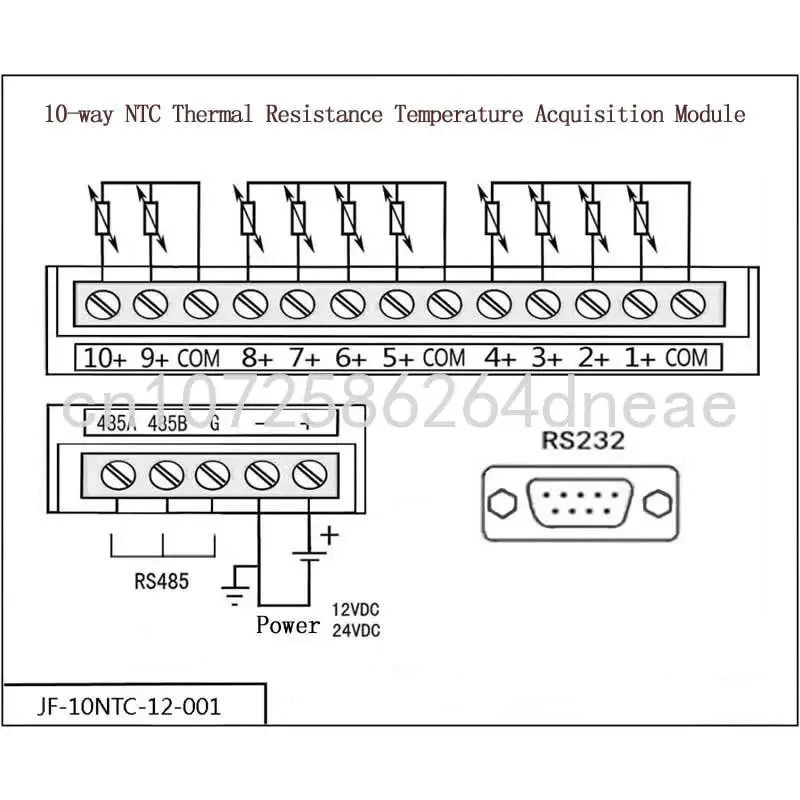 

10-ходовой модуль сбора температуры NTC с термостойкостью, стандартный Modbus-RTU, высокоточная конфигурация промышленного контроля