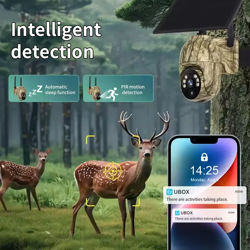 4MP WiFi Wireless Outdoor Solar Camera 4G SIM Card with Solar Panel Two-Way Audio Security CCTV Camera