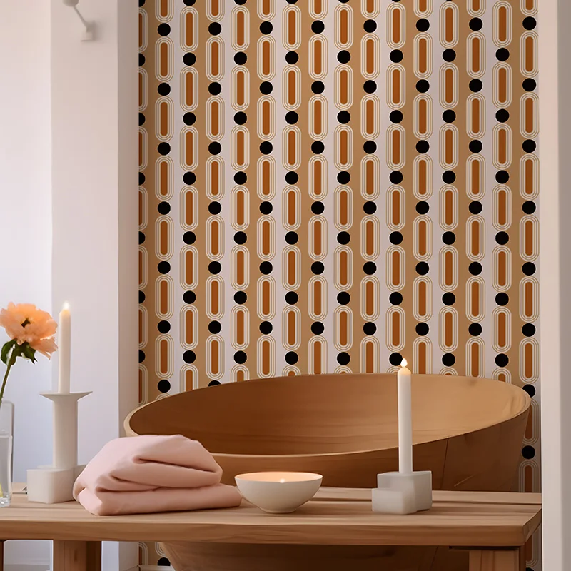 

Обои в стиле ретро MCM, современные геометрические обои середины века, винтажный самоклеящийся съемный настенный декор