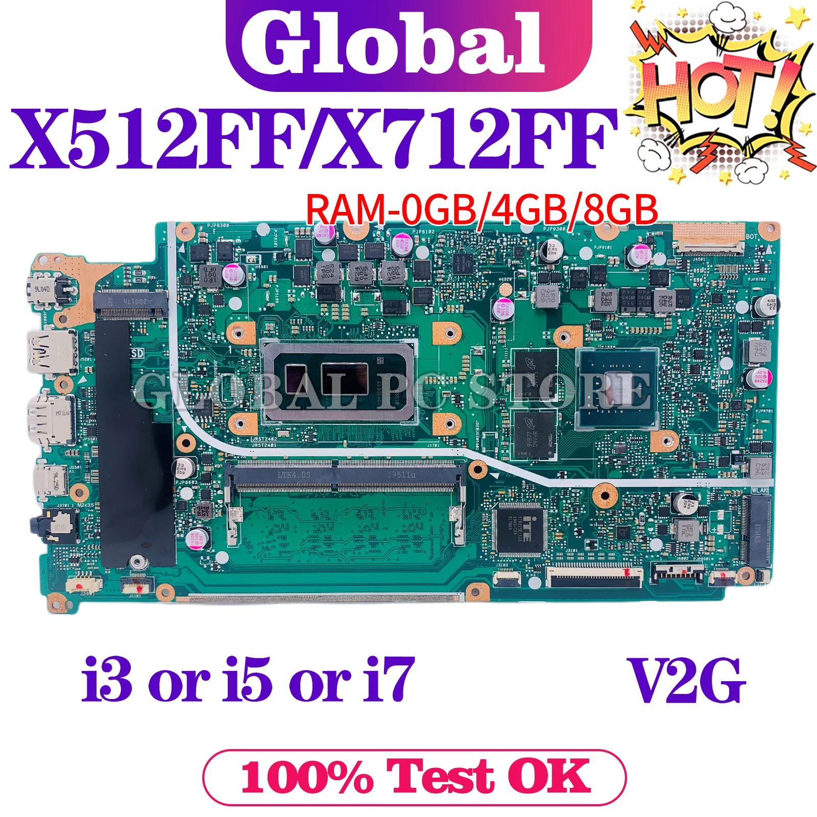 

X512FF Mainboard For ASUS V5000F X512FL X512FLC X512FB X512FJ X712FF X712FL X712FLC X712FB X712FJ X512FJG Laptop Motherboard