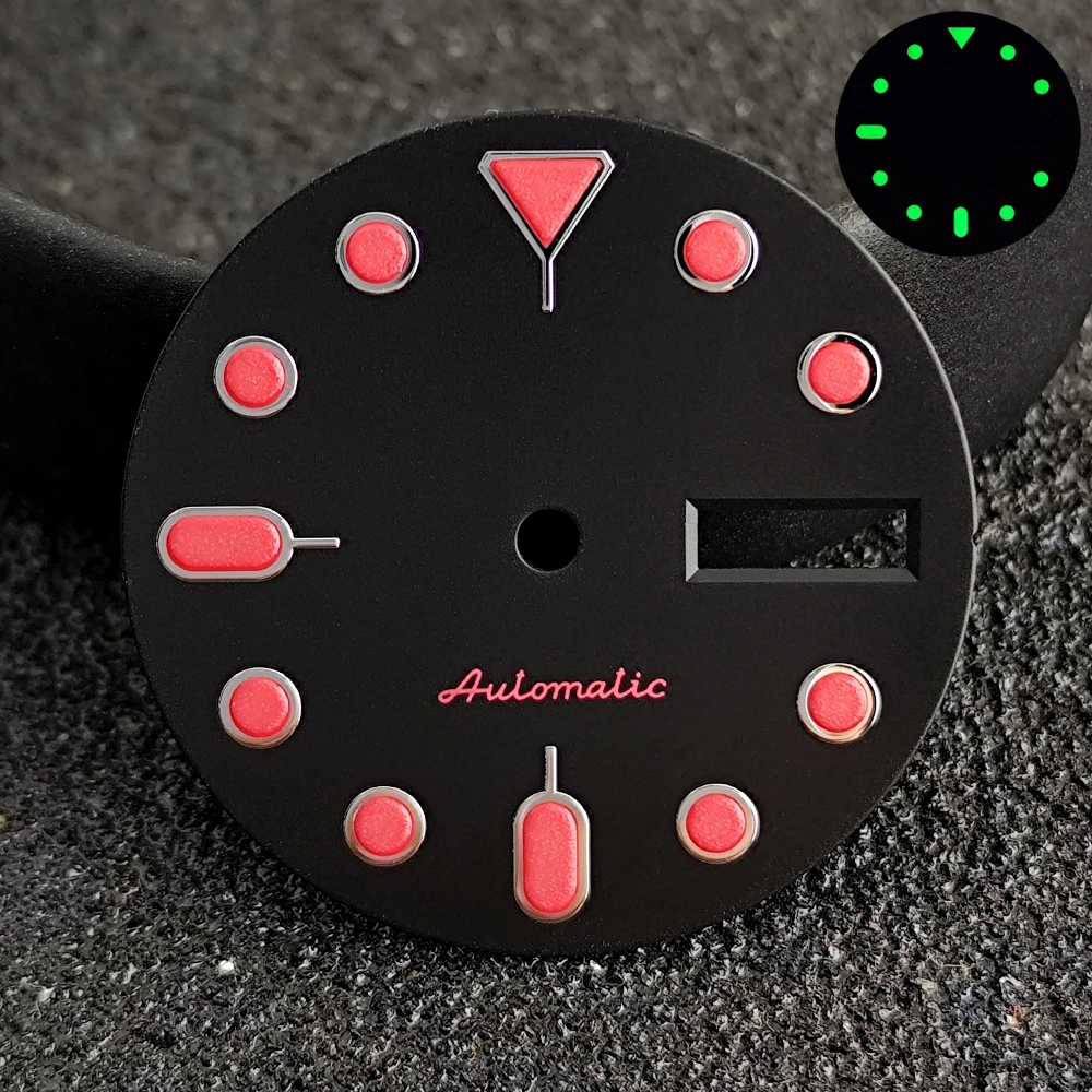 28.5MM Diameter Watch Dial Green Luminous for NH36 Movement Accessories Watch Parts For Wristwatches