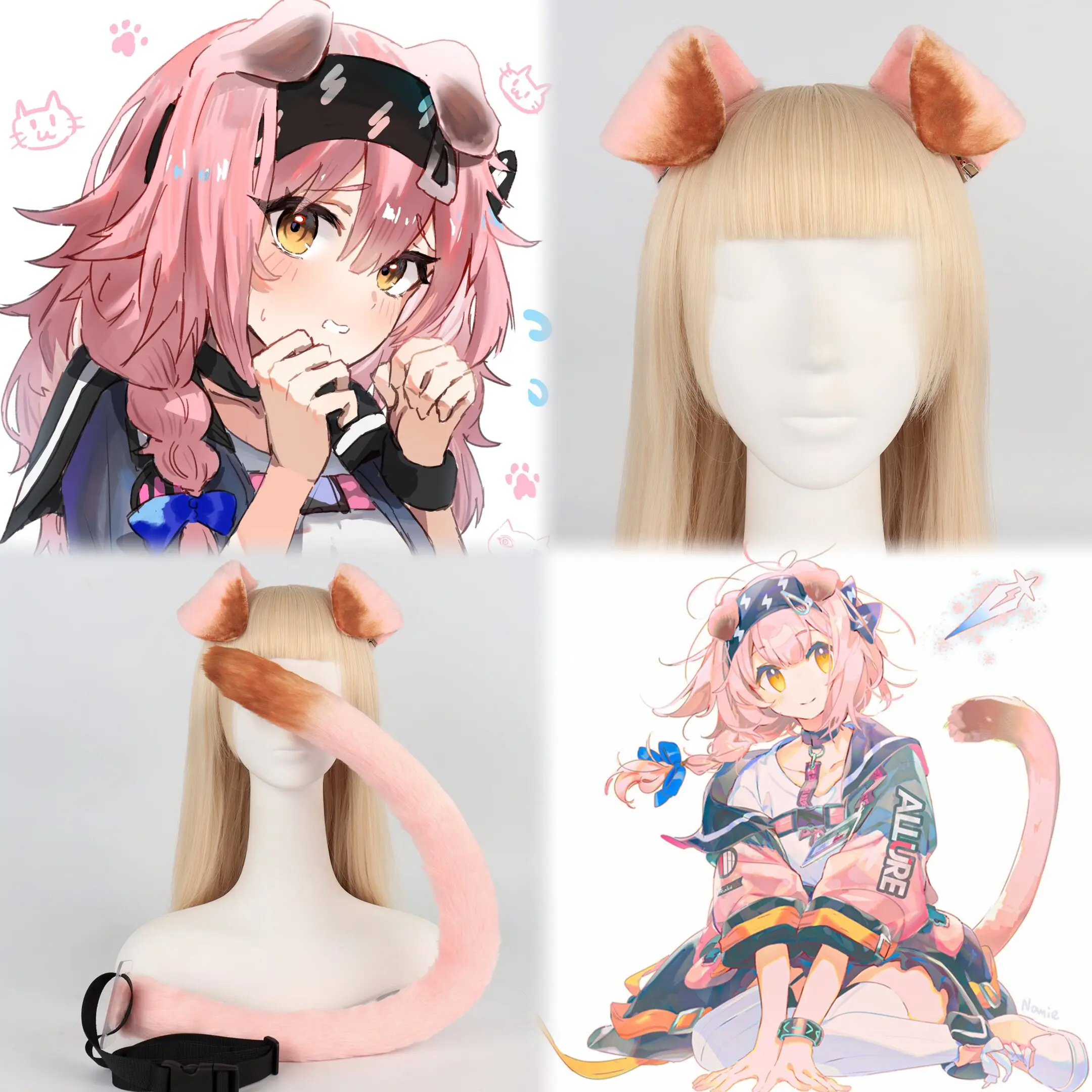 

Arknights Goldenglow Same Style Cos Cat Ear Hair Clip Cat Tail Comic Convention Game Christmas Party Cosplay Props