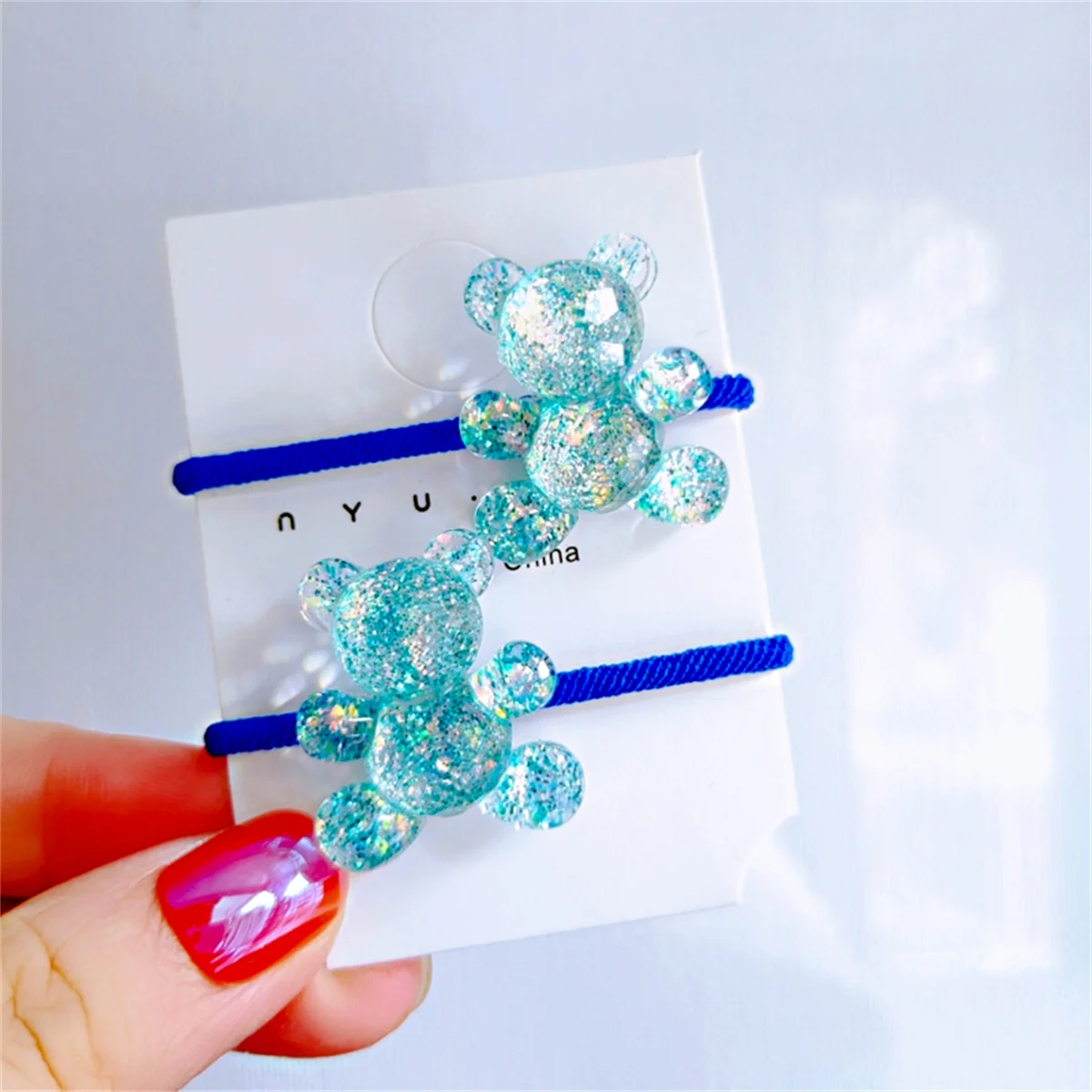 2PCS Cute Cartoon Shiny Transparent Bear Kids Elastic Hair Bands Children Hair Ties Girls Hair Accessories Baby Headdress image 5