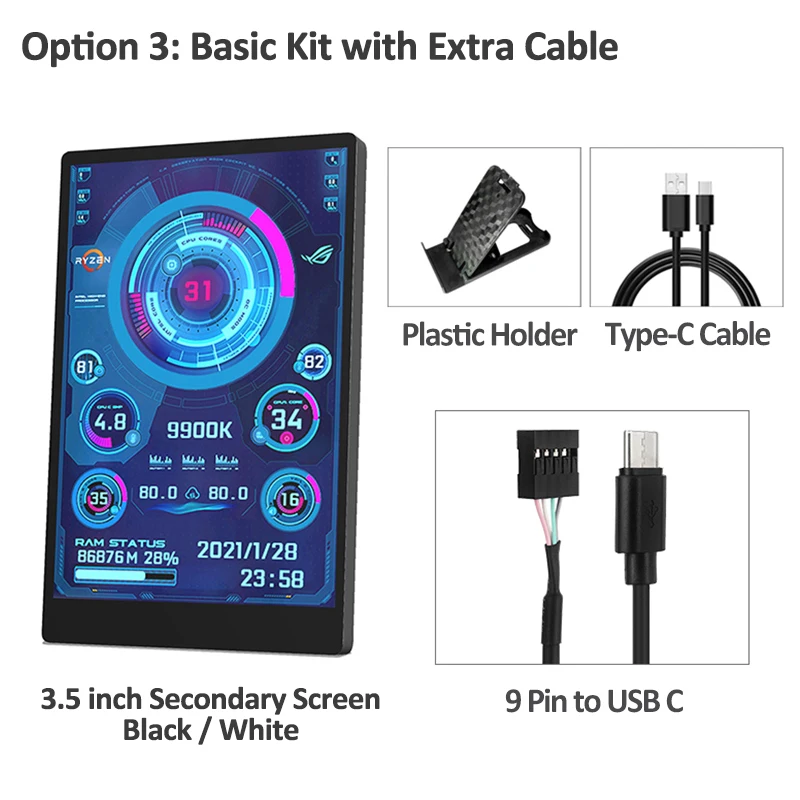 الجملة 3.5 بوصة لوحة شاشة الكمبيوتر IPS Type-C 3.5 "وحدة المعالجة المركزية GPU RAM رصد USB نوع-C شاشة ديجيتال ل Win10 11 Free-AIDA64 #2
