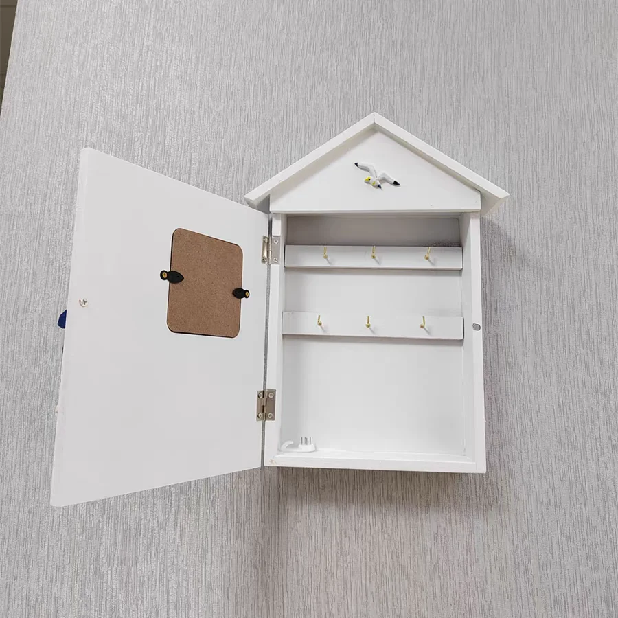 Imagem -05 - Porta-chaves Interior para Decoração de Parede de Madeira Key Storage Cabinet Key Organizer Box com Ganchos Pendurados Sea Estilo Home Decor