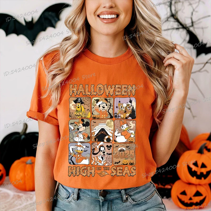 

Women's Halloween High on The Seas Print T Shirts Vintage Casual Disney Mickey Shirts Miniso Fashion Halloween Homme Camiseta