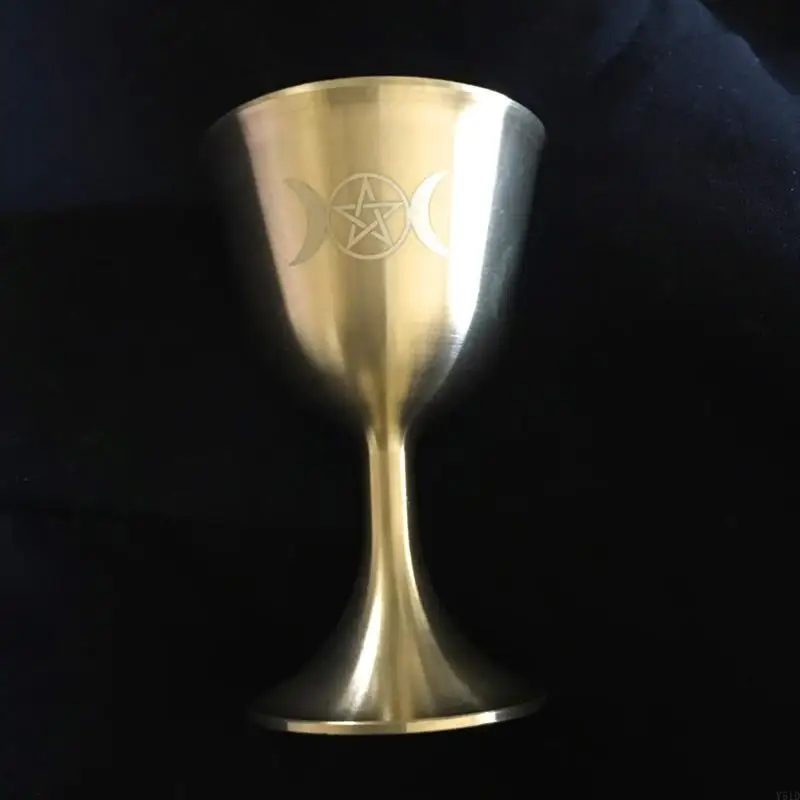 Y51D Ritual Cup Ołtarz Ołtarz WICCA Gold Pating Ceremonia Mosiężna ceremonia Księżycowa Propur