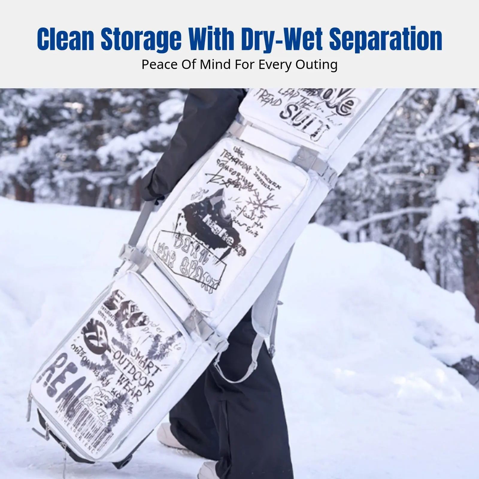 

2024 Ski Gear Bag, Rolling Snowboard Bag, Double/Single Board, Wet-Dry Separation, Large Capacity, Travel, Outdoor