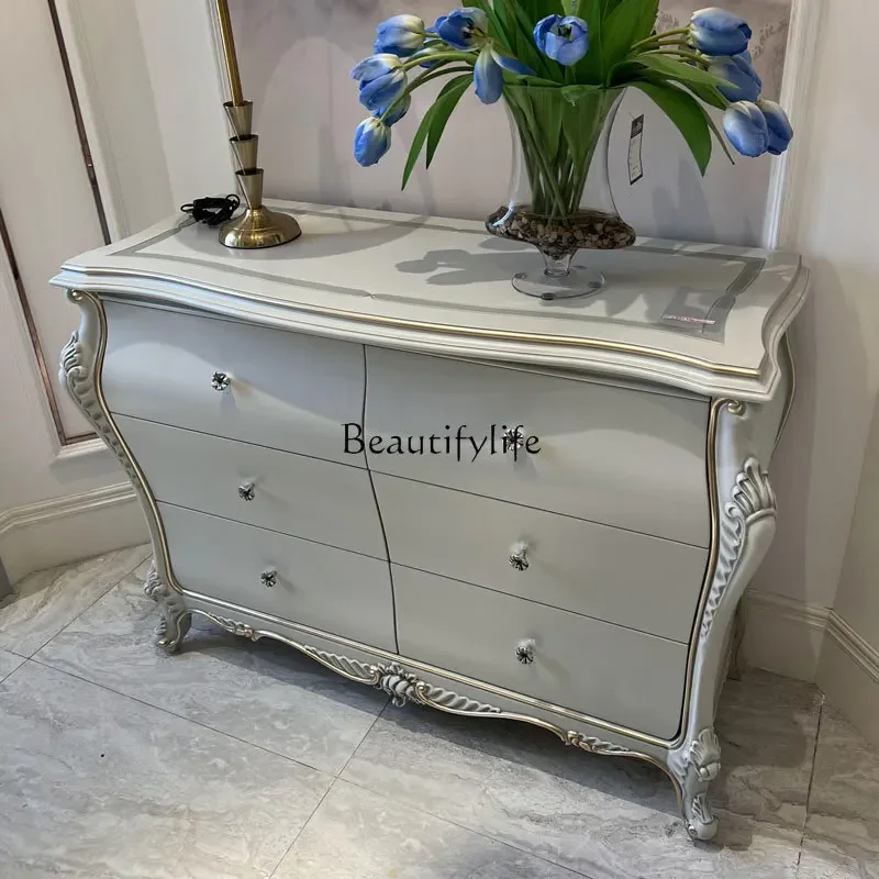 

FG28French light luxury American solid wood carving flower porch side cabinet locker